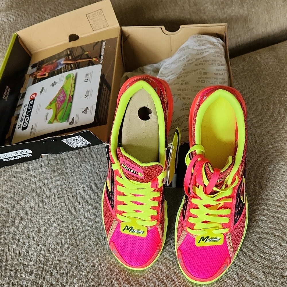 Skechers Neon Pink and Yellow Athletic Shoes